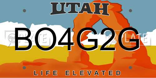 BO4G2G Utah License Plate