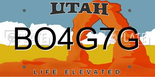 BO4G7G Utah License Plate