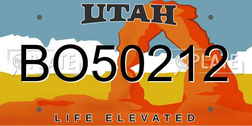 BO50212 Utah License Plate