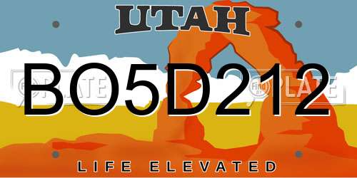 BO5D212 Utah License Plate