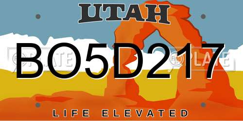 BO5D217 Utah License Plate