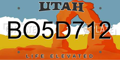 BO5D712 Utah License Plate