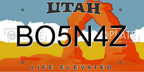 BO5N4Z Utah License Plate