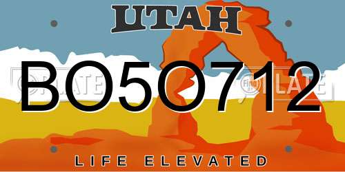 BO5O712 Utah License Plate