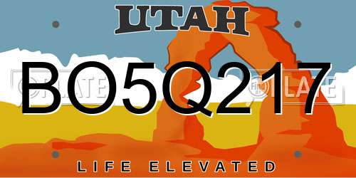 BO5Q217 Utah License Plate
