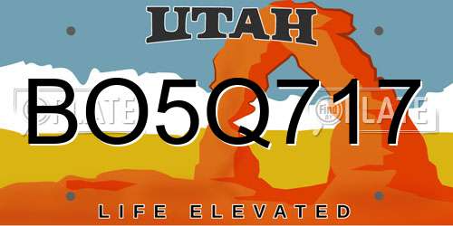 BO5Q717 Utah License Plate