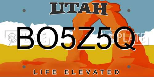 BO5Z5Q Utah License Plate