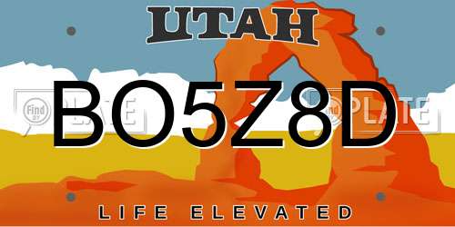BO5Z8D Utah License Plate