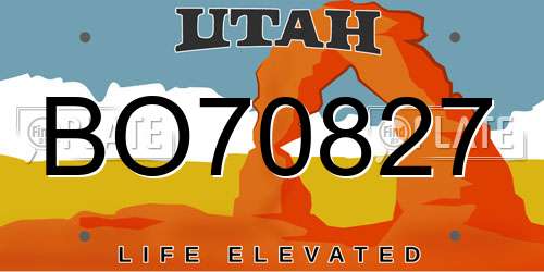 BO70827 Utah License Plate