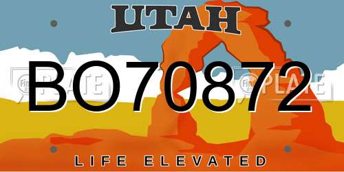 BO70872 Utah License Plate