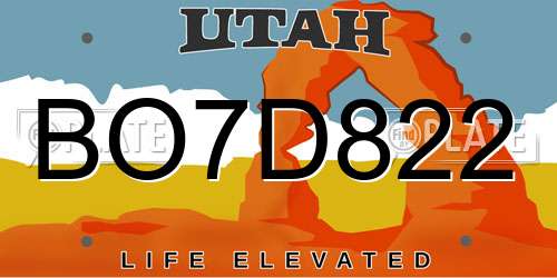 BO7D822 Utah License Plate