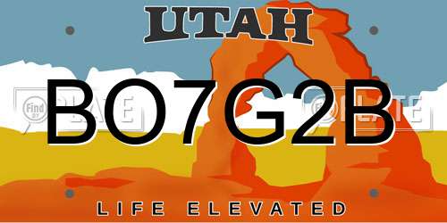 BO7G2B Utah License Plate