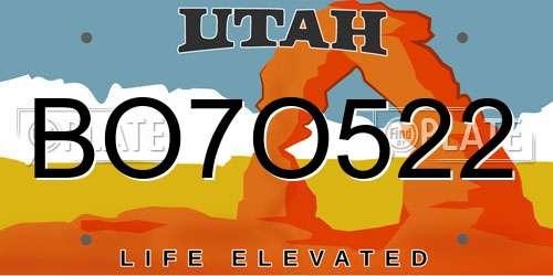 BO7O522 Utah License Plate