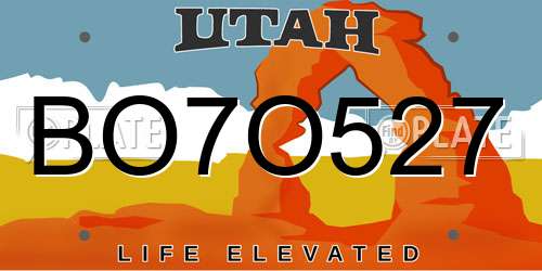 BO7O527 Utah License Plate