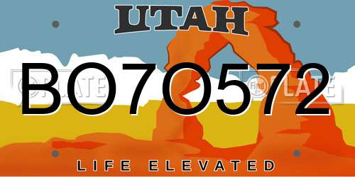 BO7O572 Utah License Plate