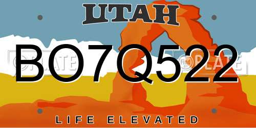 BO7Q522 Utah License Plate