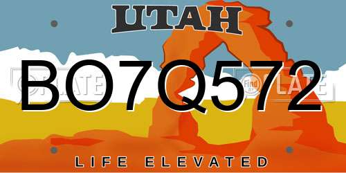 BO7Q572 Utah License Plate