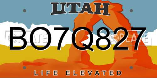 BO7Q827 Utah License Plate