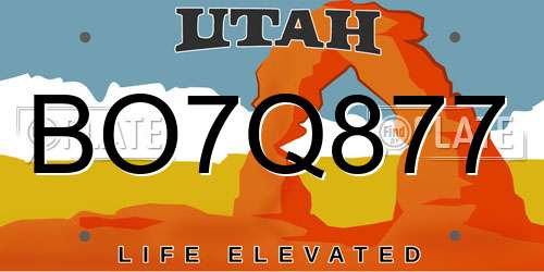 BO7Q877 Utah License Plate