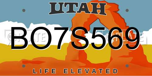 BO7S569 Utah License Plate