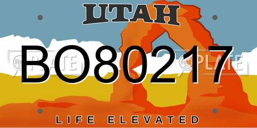 BO80217 Utah License Plate