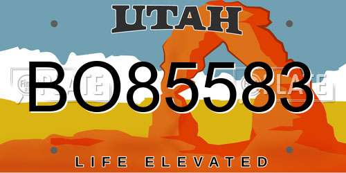 BO85583 Utah License Plate