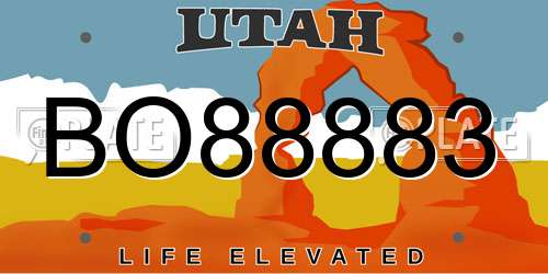 BO88883 Utah License Plate