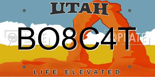 BO8C4T Utah License Plate