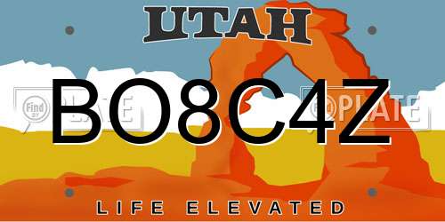 BO8C4Z Utah License Plate
