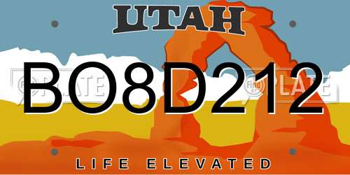 BO8D212 Utah License Plate