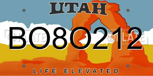 BO8O212 Utah License Plate