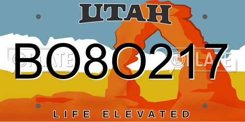 BO8O217 Utah License Plate