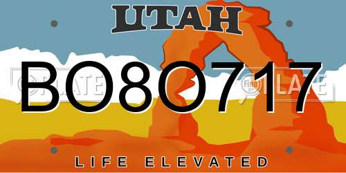 BO8O717 Utah License Plate