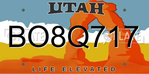 BO8Q717 Utah License Plate