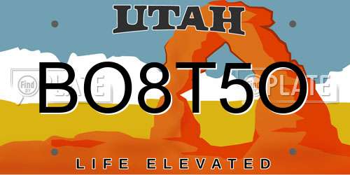 BO8T5O Utah License Plate