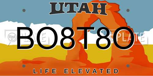 BO8T8O Utah License Plate