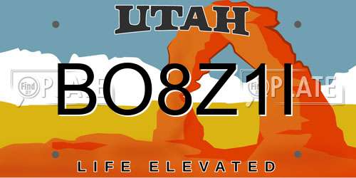 BO8Z1I Utah License Plate