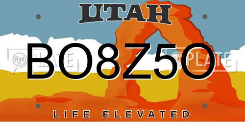 BO8Z5O Utah License Plate