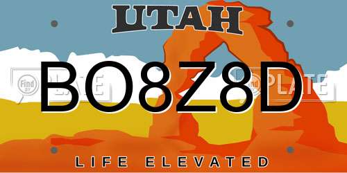 BO8Z8D Utah License Plate