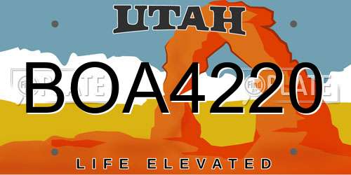 BOA4220 Utah License Plate