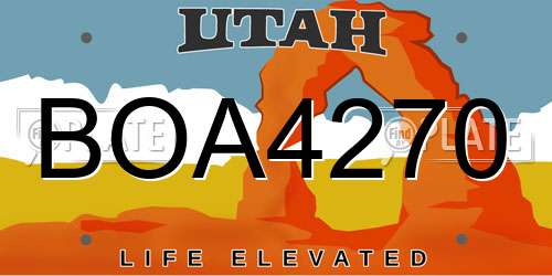 BOA4270 Utah License Plate