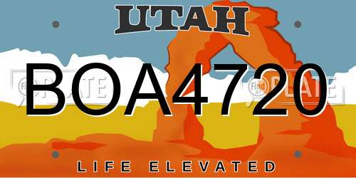BOA4720 Utah License Plate