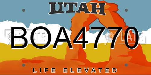 BOA4770 Utah License Plate