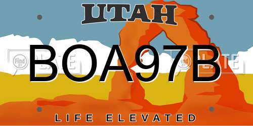 BOA97B Utah License Plate