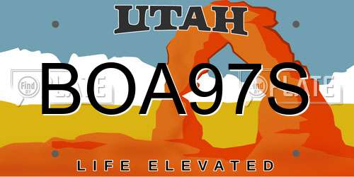 BOA97S Utah License Plate