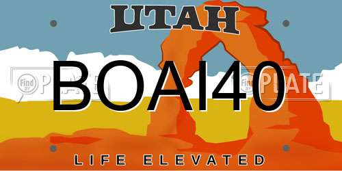 BOAI40 Utah License Plate