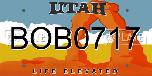 BOB0717 Utah License Plate