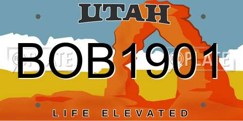 BOB1901 Utah License Plate