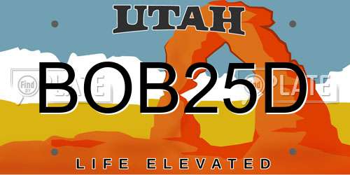 BOB25D Utah License Plate