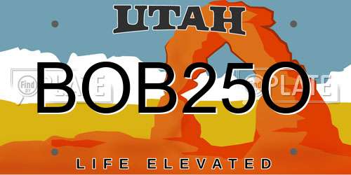 BOB25O Utah License Plate